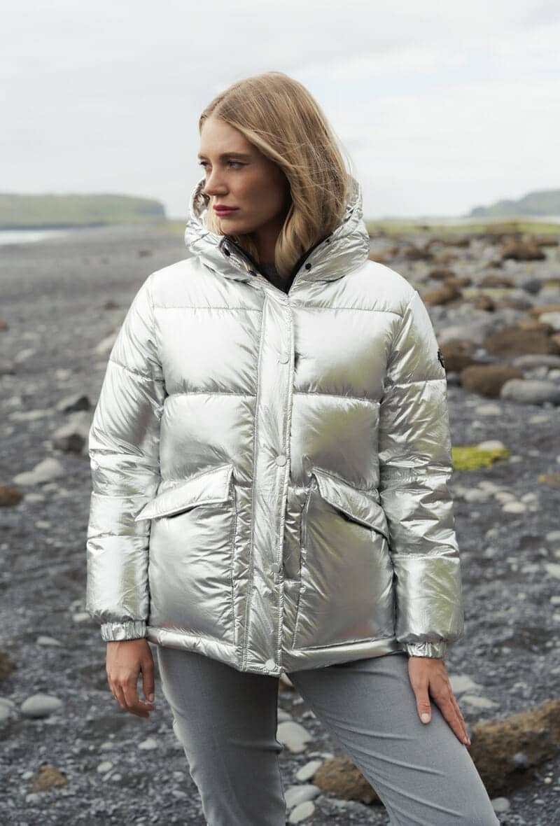 silver down puffer jacket