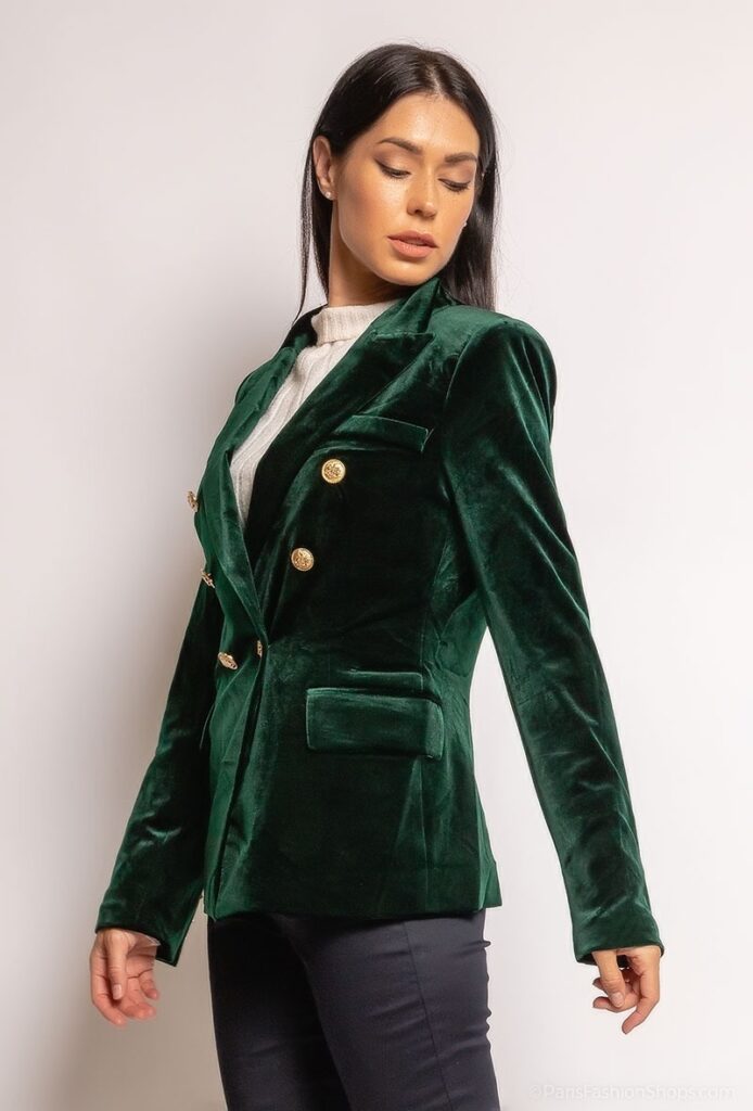 Blazer Velours Femme Cintrée - Veste Élégante Douce pour Soirée,