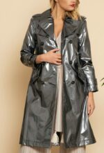 silver trench coat